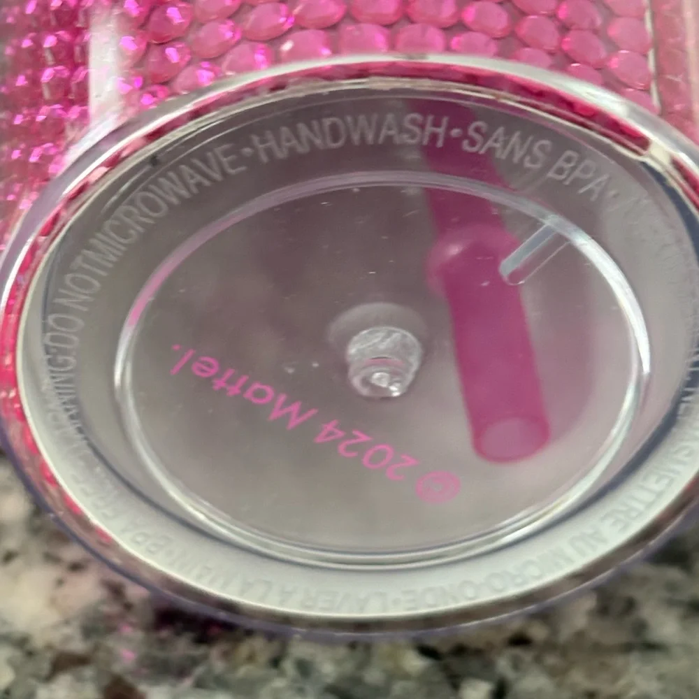 NWT- Barbie x Skinnydip 16oz pink/silver rhinestone tumbler w/ straw & dome lid - Picture 5 of 5